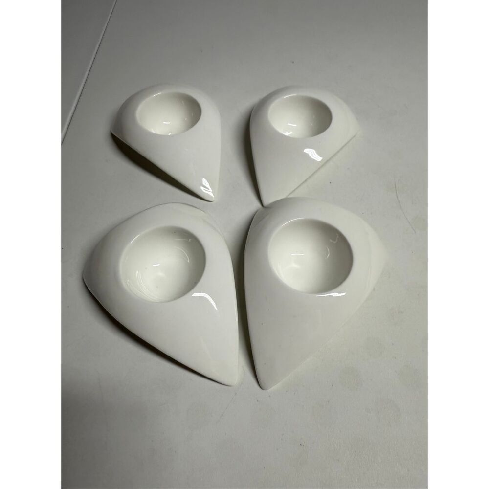 VINTAGE PAUSA EGG CUPS WHITE CERAMIC SET OF 4 See Description